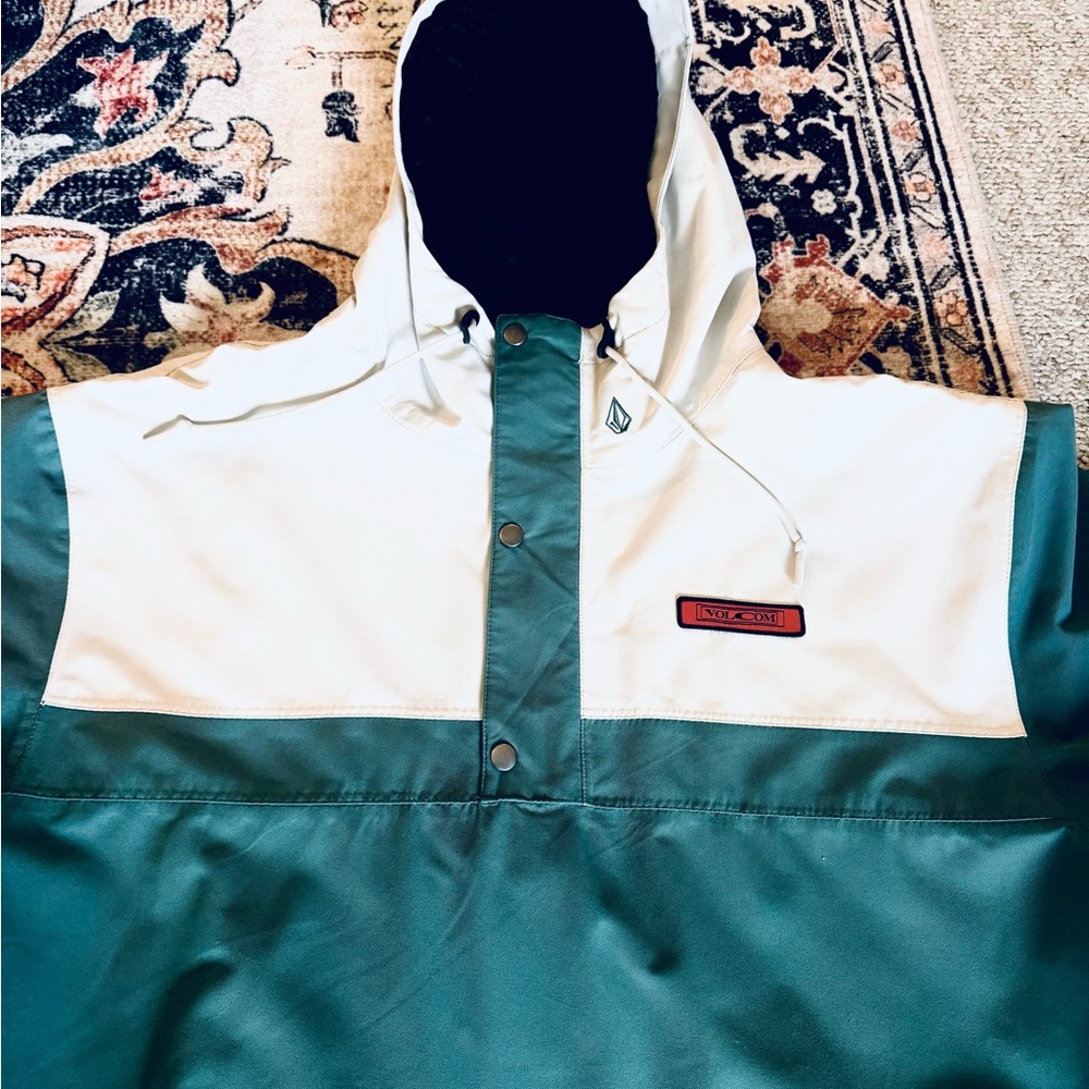 Volcom Teal and White Hooded Jacket